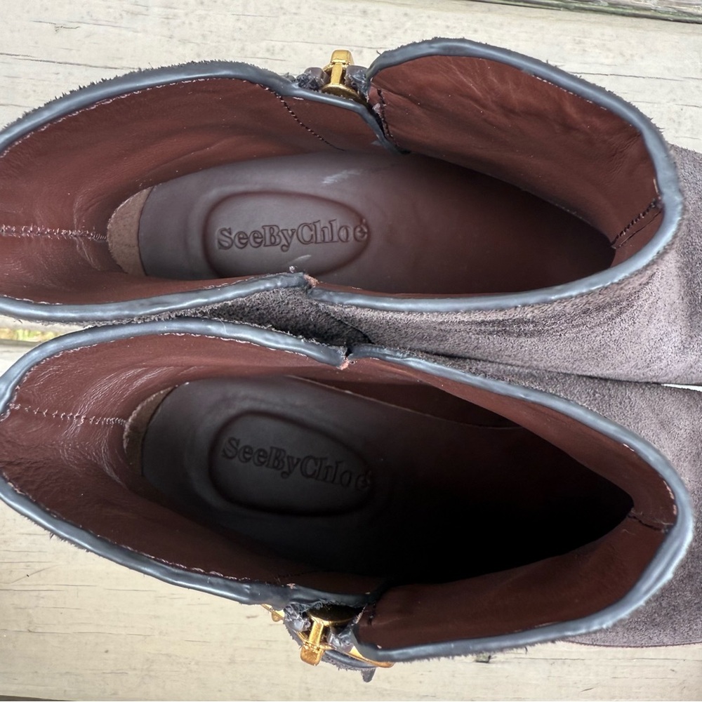 See by Chloe suede Louise ankle booties in Dark Brown size 37 - Picture 13 of 16